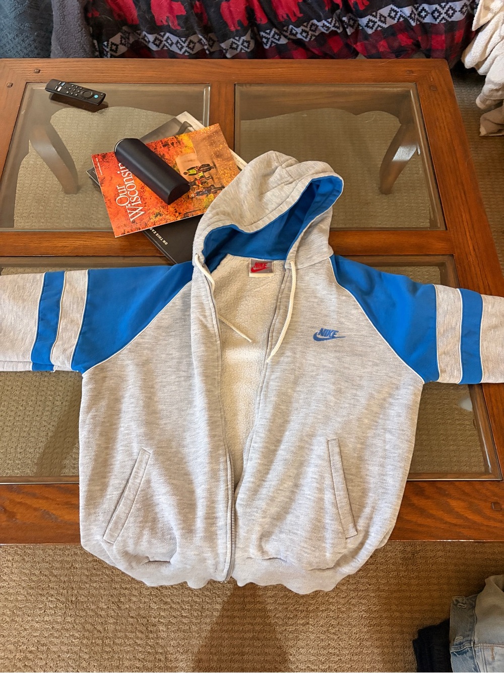 Nike Gray Hoodie with Blue Accents